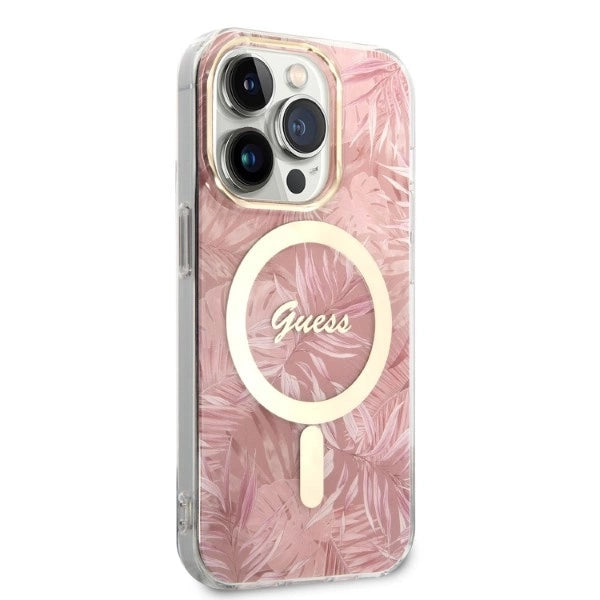 Guess MagSafe-hylster + oplader til iPhone 14 Pro 6.1" - lyserød