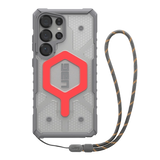 UAG Pathfinder Clear Magnet Bundle Magnetic Case og Wrist Strap til Samsung Galaxy S25 Ultra 5G - Grå/Rød