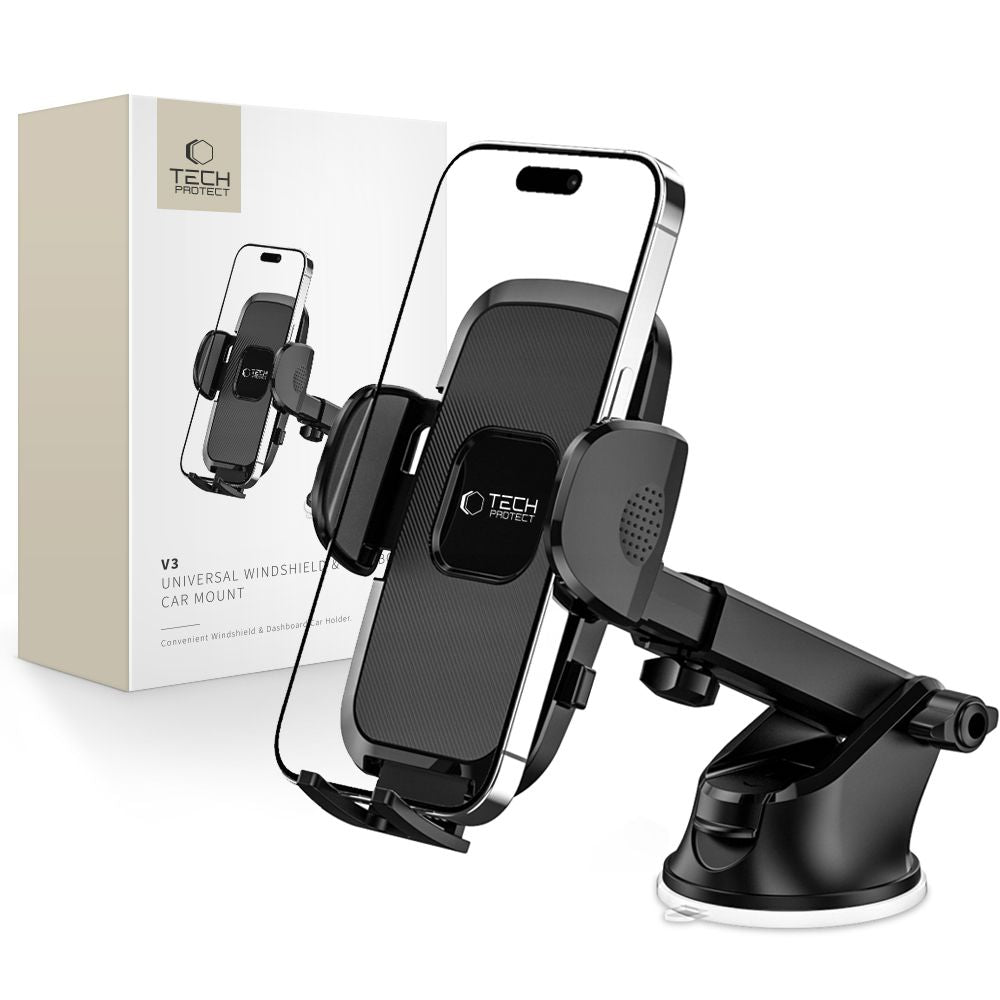 Tech Protect V3 Universal Bilholder Til Forrude Og Instrumentbræt, Sort
