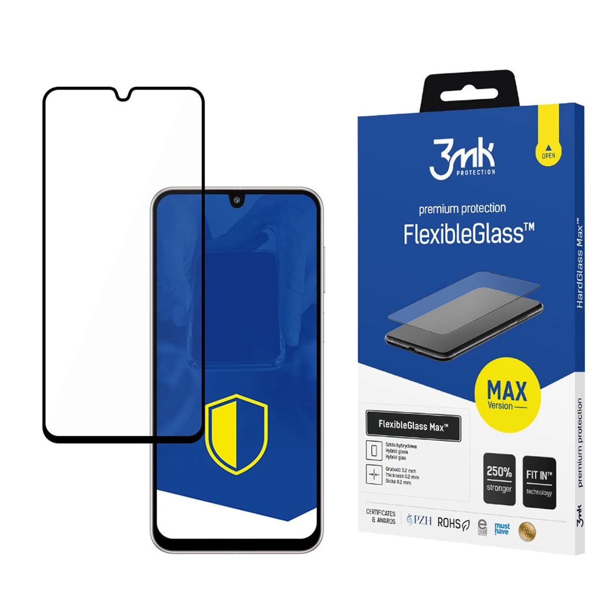 Hybrid glas 3mk FlexibleGlass Max Black til Samsung Galaxy M16 5G