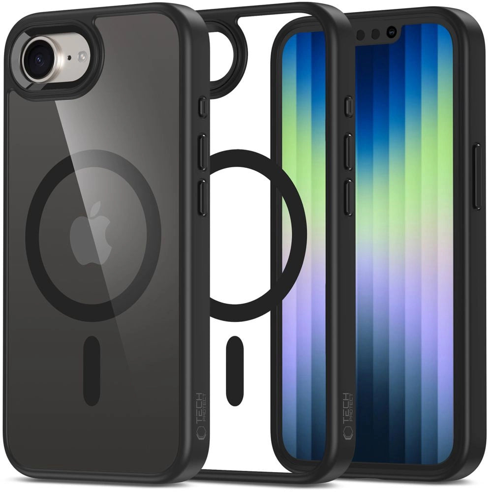 Tech-Protect MagMat MagSafe iPhone 16e Case - sort-gennemsigtig