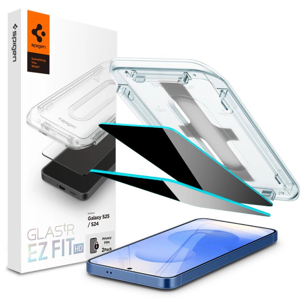 Spigen Glas.TR "Ez Fit" Privacy HD 2-pack privatlivsglas til Samsung Galaxy S24 / S25