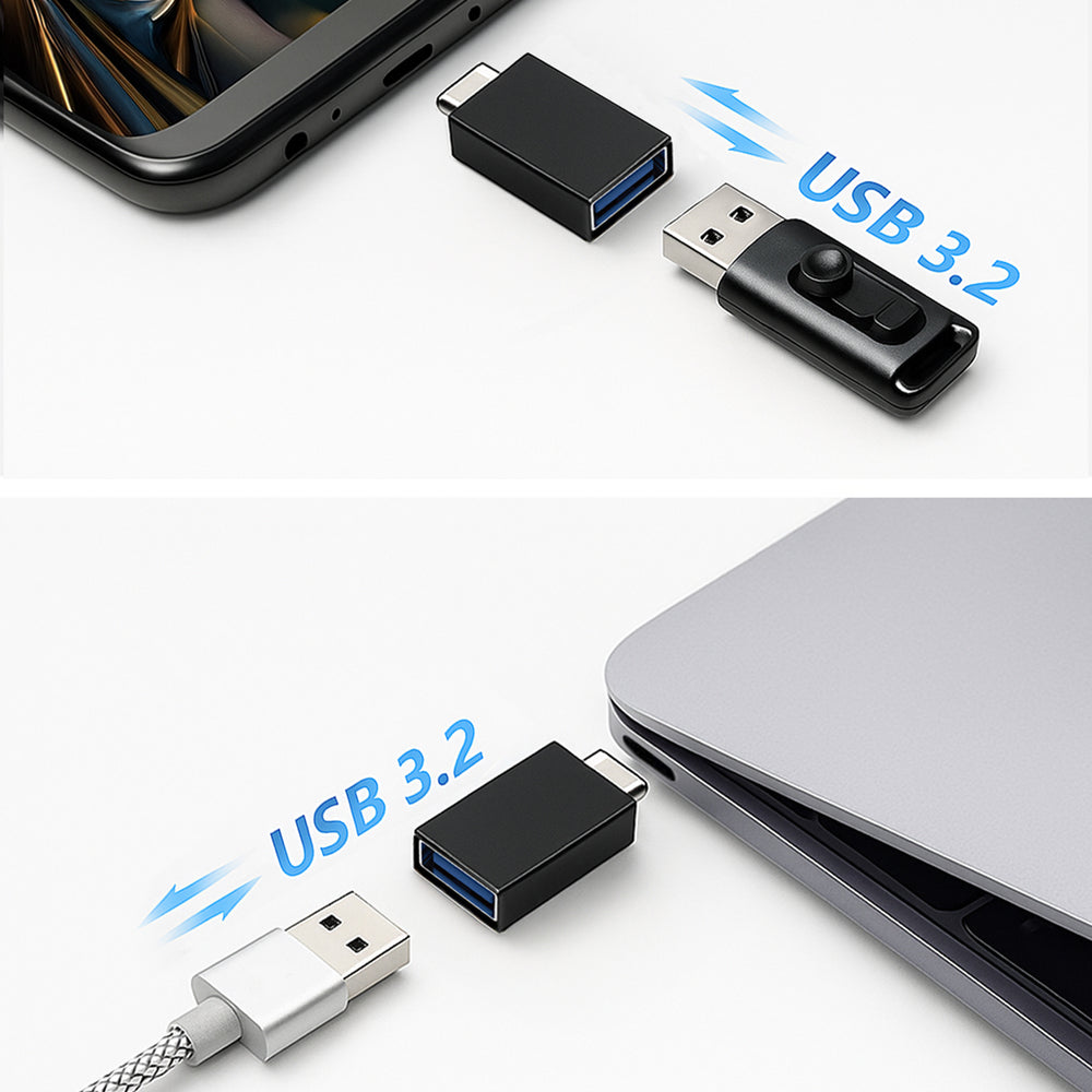 Wozinsky W10GY1S USB-C - USB-A 3.2 10Gb/s Adapter - sort