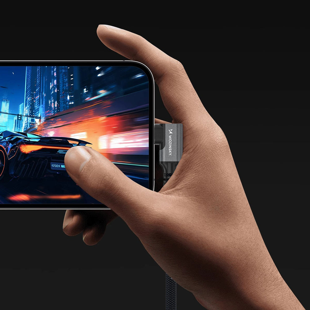 Wozinsky WPS3-UY41S USB-C Thunderbolt 4 240W 1m 4K vinklet kabel - sort