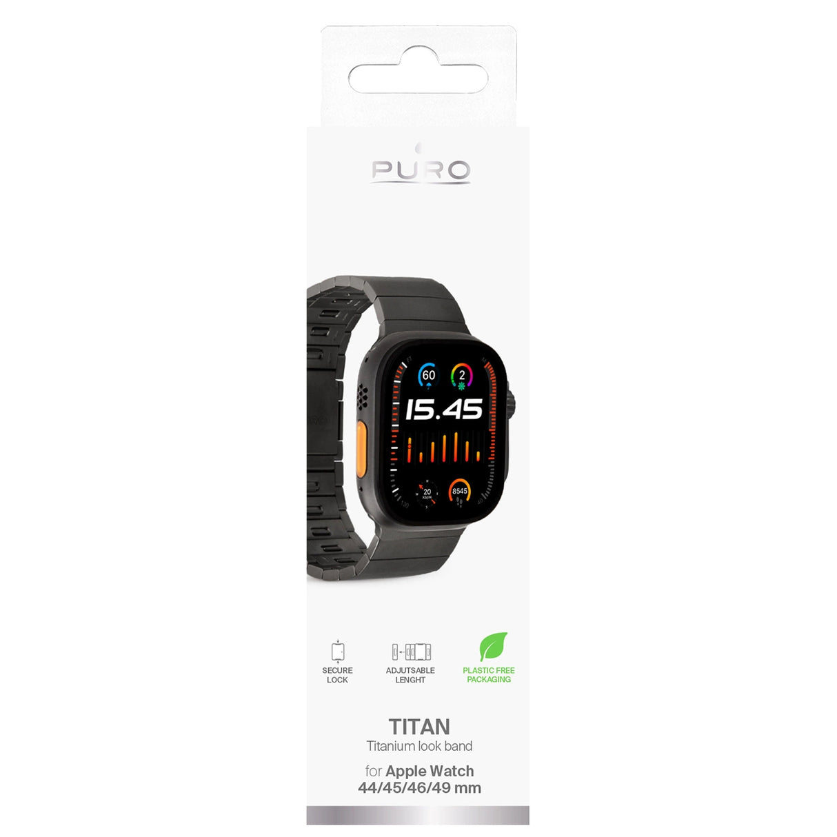Puro TITAN Rustfrit stål Apple Watch Band 42/44/45/49mm - sort