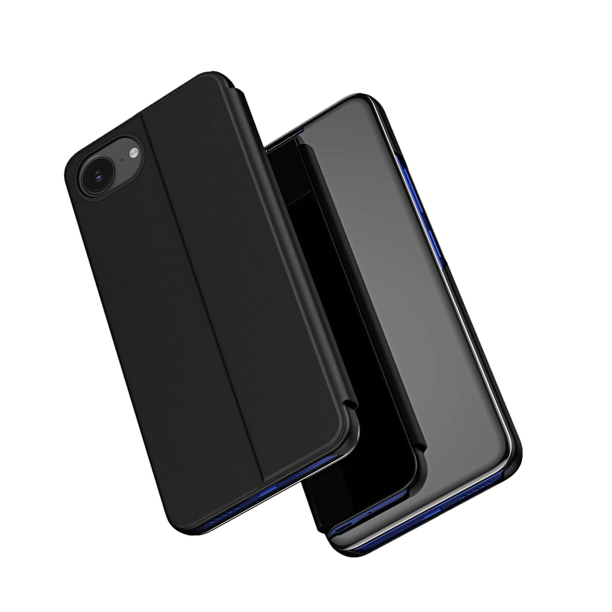 Clear View Case til iPhone 16e Flip Cover - sort