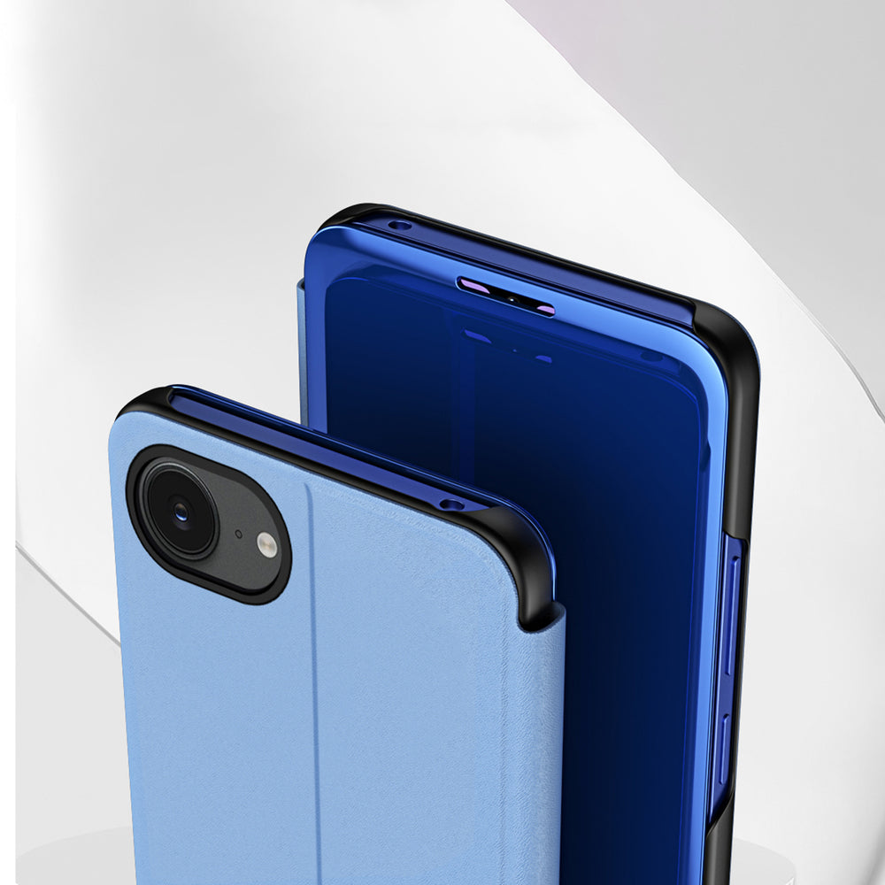 Clear View Case til iPhone 16e / 17e Flip Cover - Blå