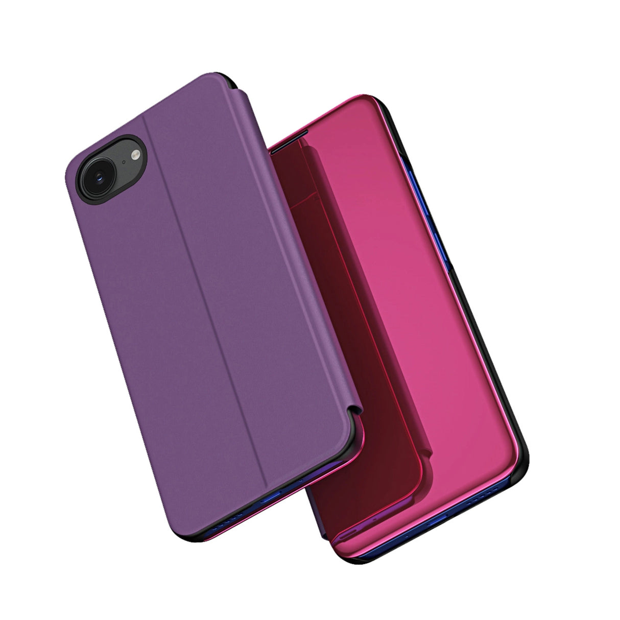 Clear View Case til iPhone 16e Flip Cover - Pink