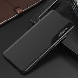 Eco Leather View Case, en elegant æske med flap og stativ til iPhone 16e / 17e - sort