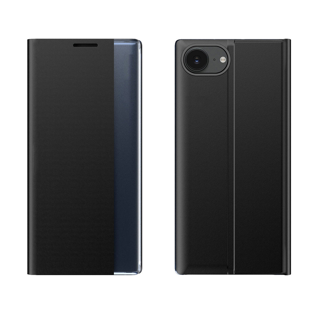 Ny Sleep Case med flap og stand til iPhone 16e / 17e - sort