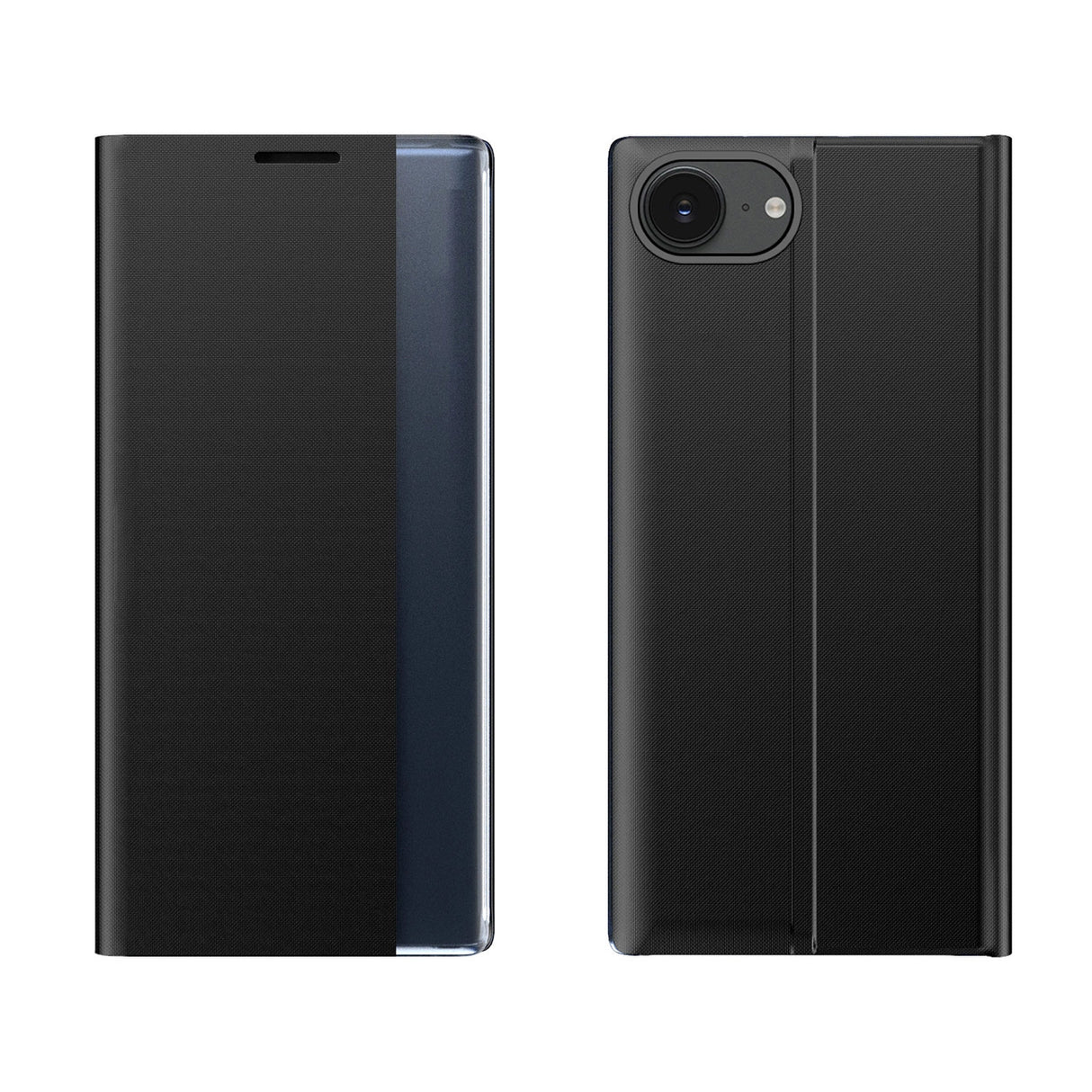 Ny sovefoder til iPhone 16e Flip Cover med stand - sort