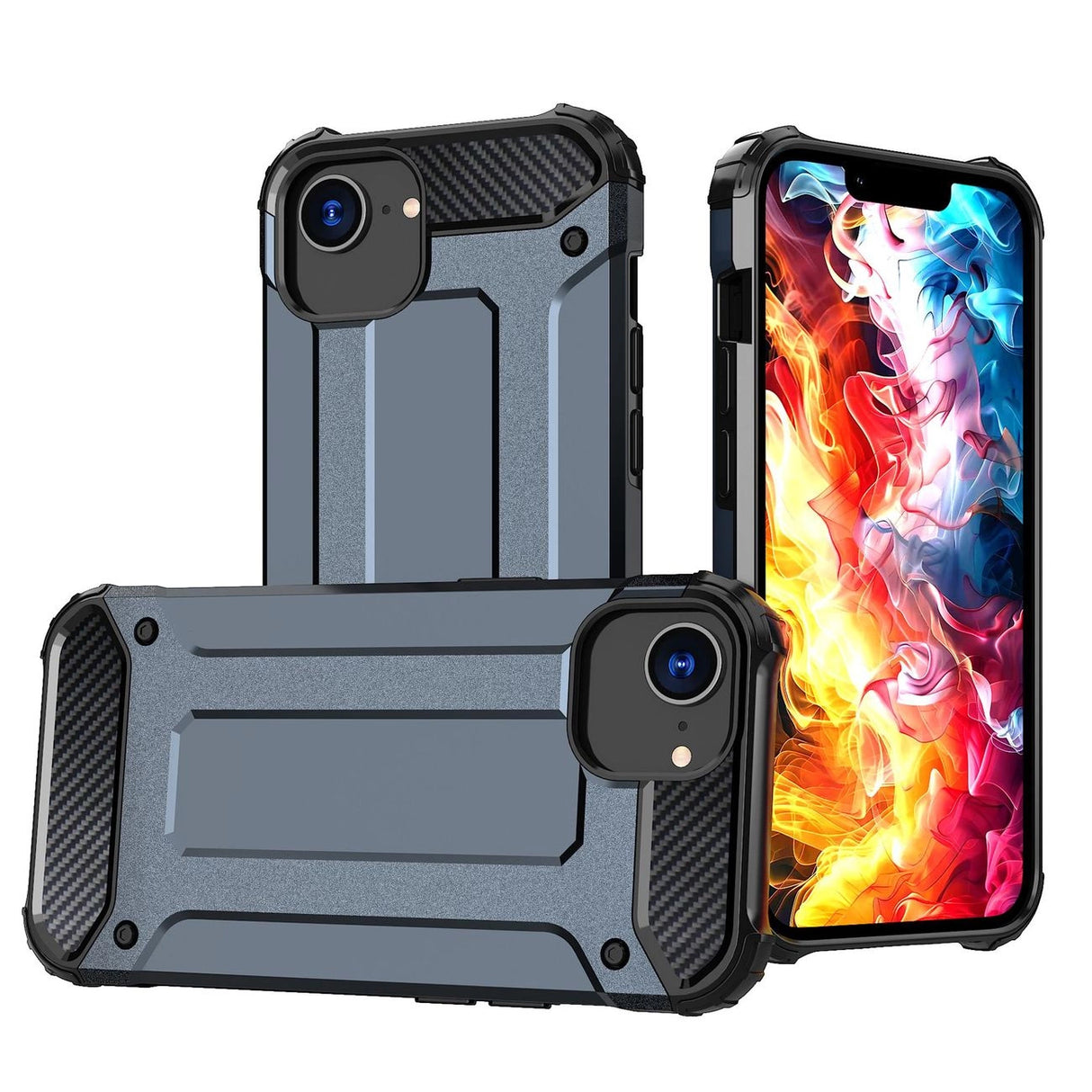 Hybrid Armor Case til iPhone 16e - Blå