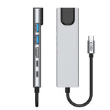 Tech-Protect HB02 HUB Adapter 6in1 USB-C + USB2.0 + USB3.0 + HDMI 4K 30Hz + RJ45 + PD100W - grå