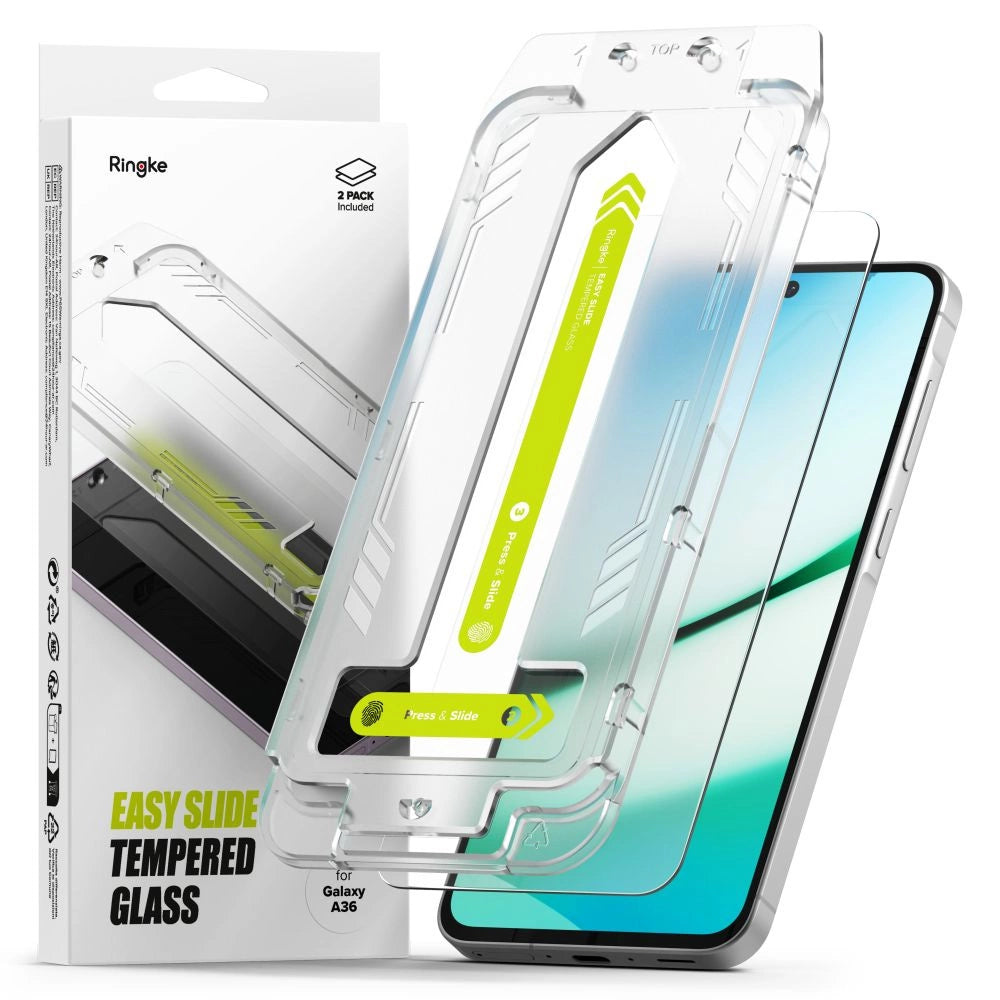 Ringke Easy Slide 2-pack hærdet glas til Samsung Galaxy A36 5G - gennemsigtigt