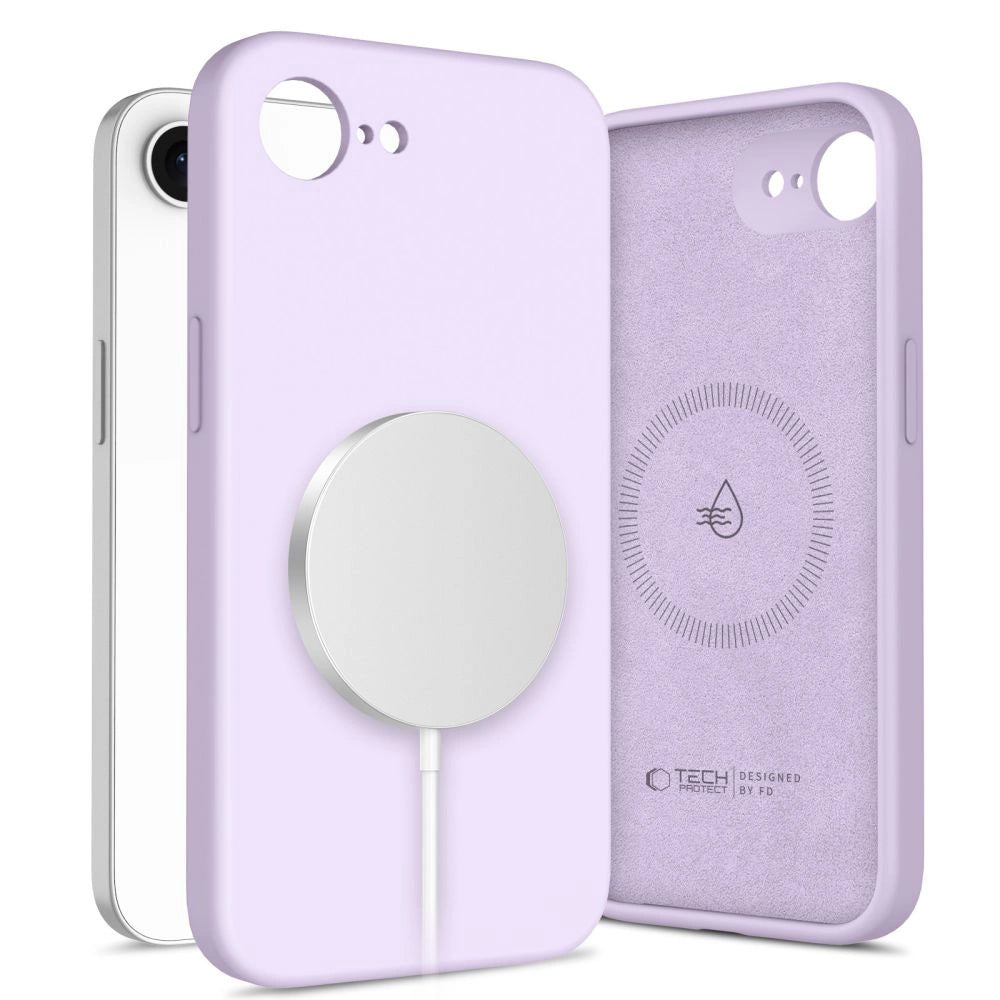 Tech-Protect flydende silikone MagSafe iPhone 16e Case - lilla
