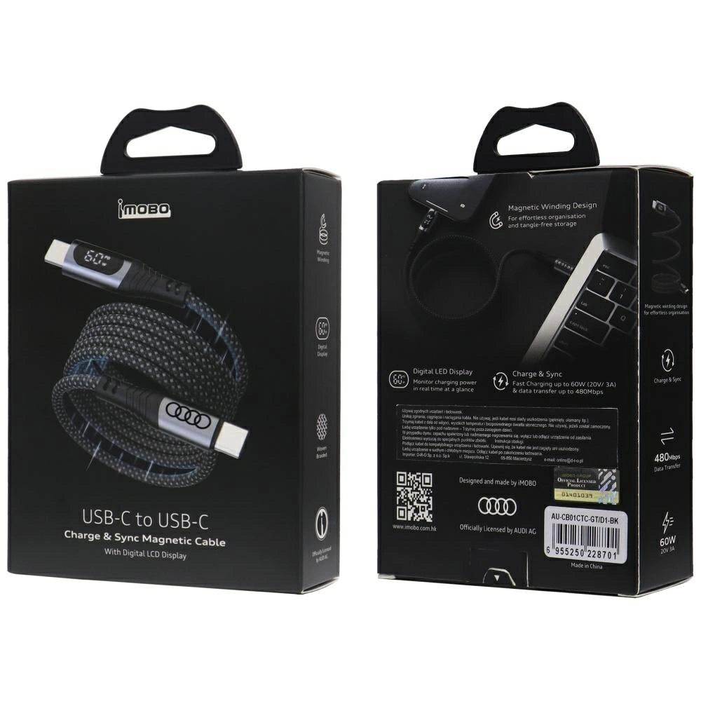 USB-C / USB-C Audi 2.0 Kabel 20V 3A 60W - sort
