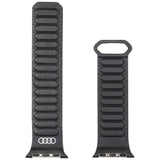 Audi Logo Genuine Leather Magnetic Ring Strap til Apple Watch 40 / 41 / 42 mm - sort