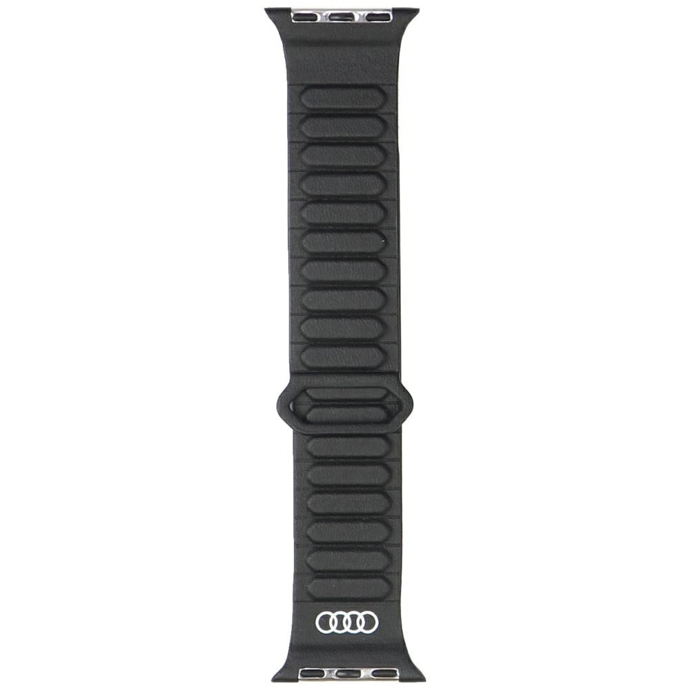 Audi logo syntetisk læder magnetisk ringrem til Apple Watch 40/41/42 mm - sort