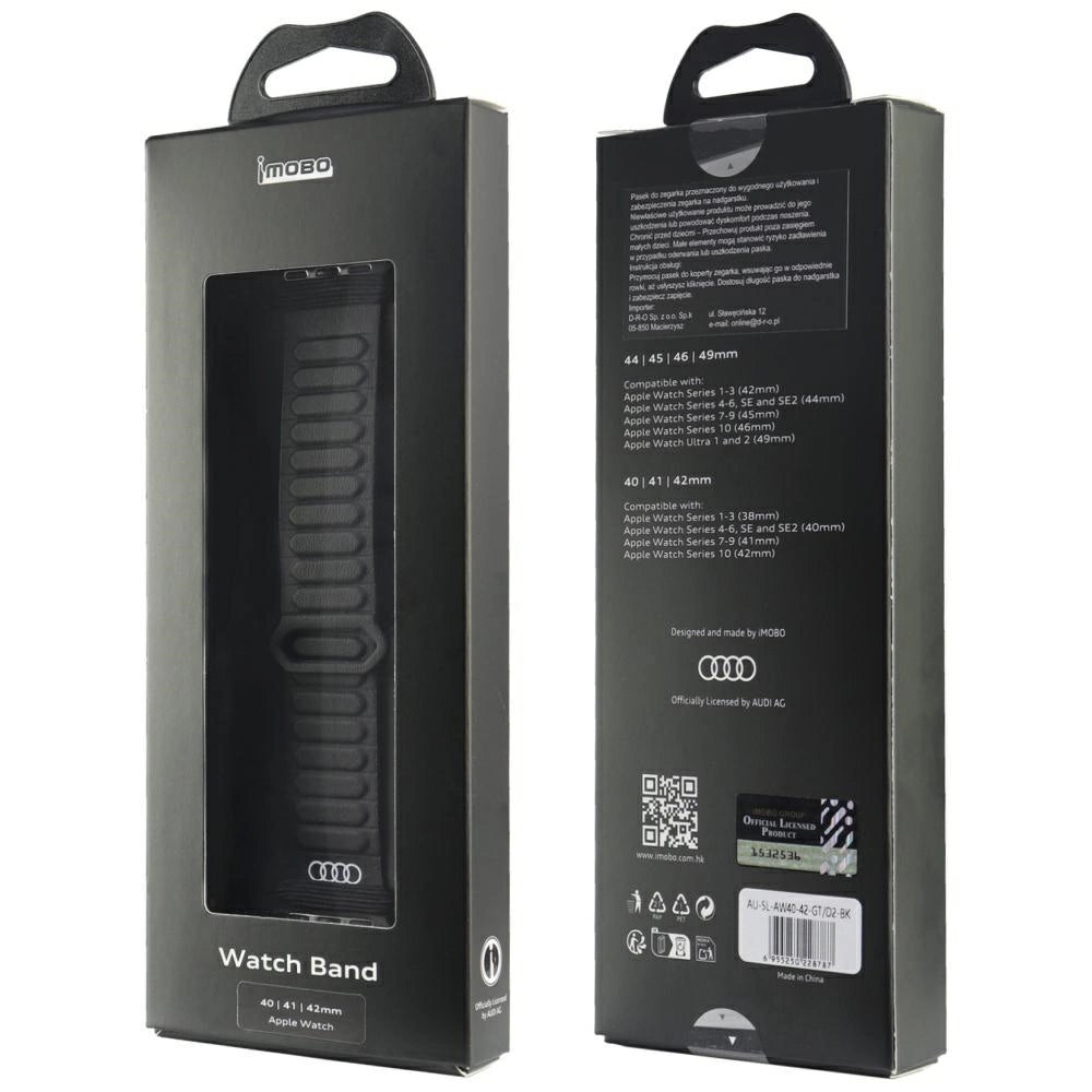 Audi logo syntetisk læder magnetisk ringrem til Apple Watch 40/41/42 mm - sort