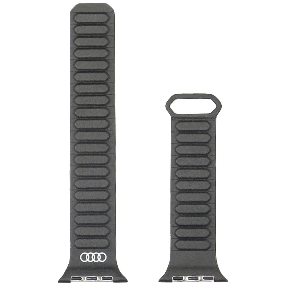 Audi logo syntetisk læder magnetisk ringrem til Apple Watch 44/45/46/49 mm - sort