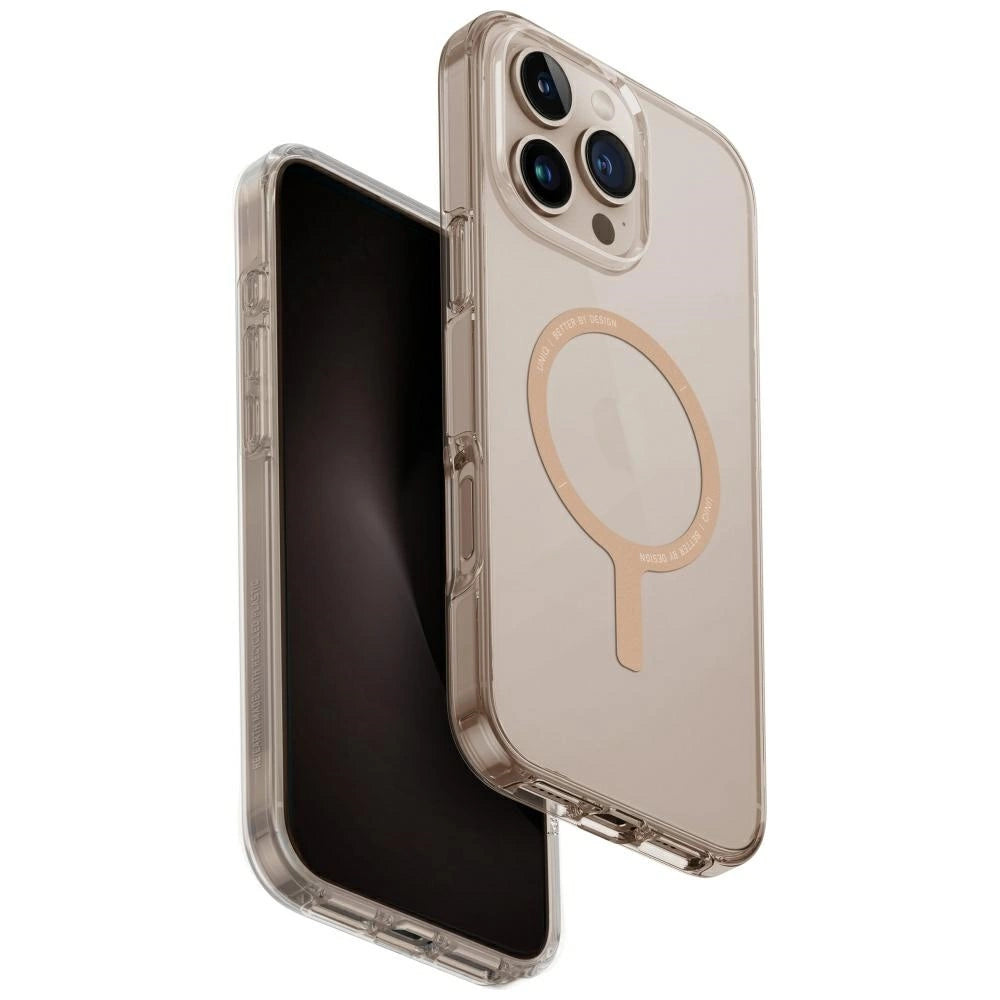 Uniq Clario Magclick opladningsfodral til iPhone 16 Pro Max - gennemsigtigt guld