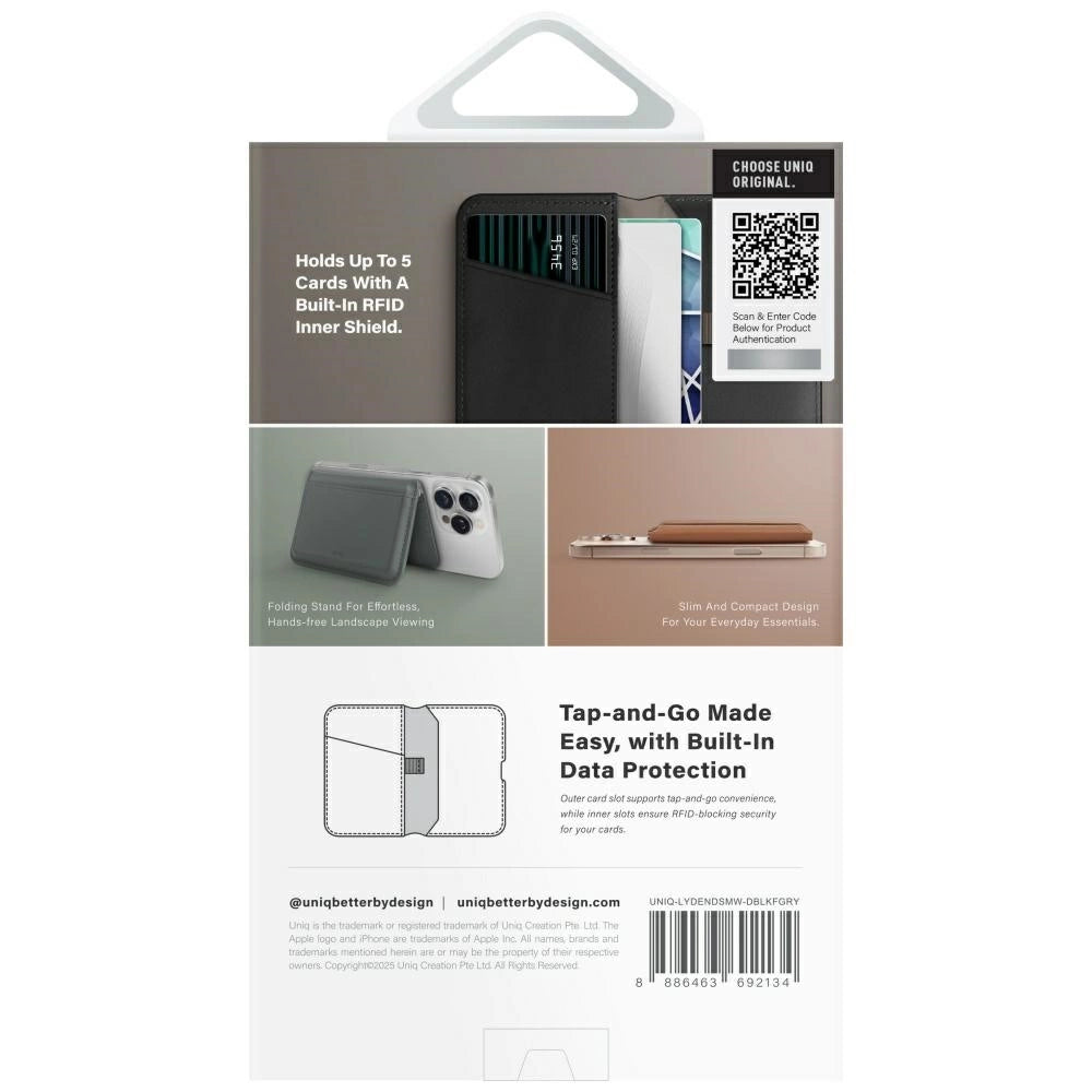 Uniq Lyden DS RFID Magnetic Wallet med telefonstativ - sort