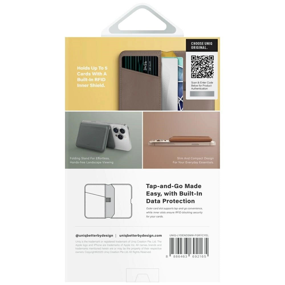 Uniq Lyden DS RFID Magnetic Wallet med Telefonstativ - Grå