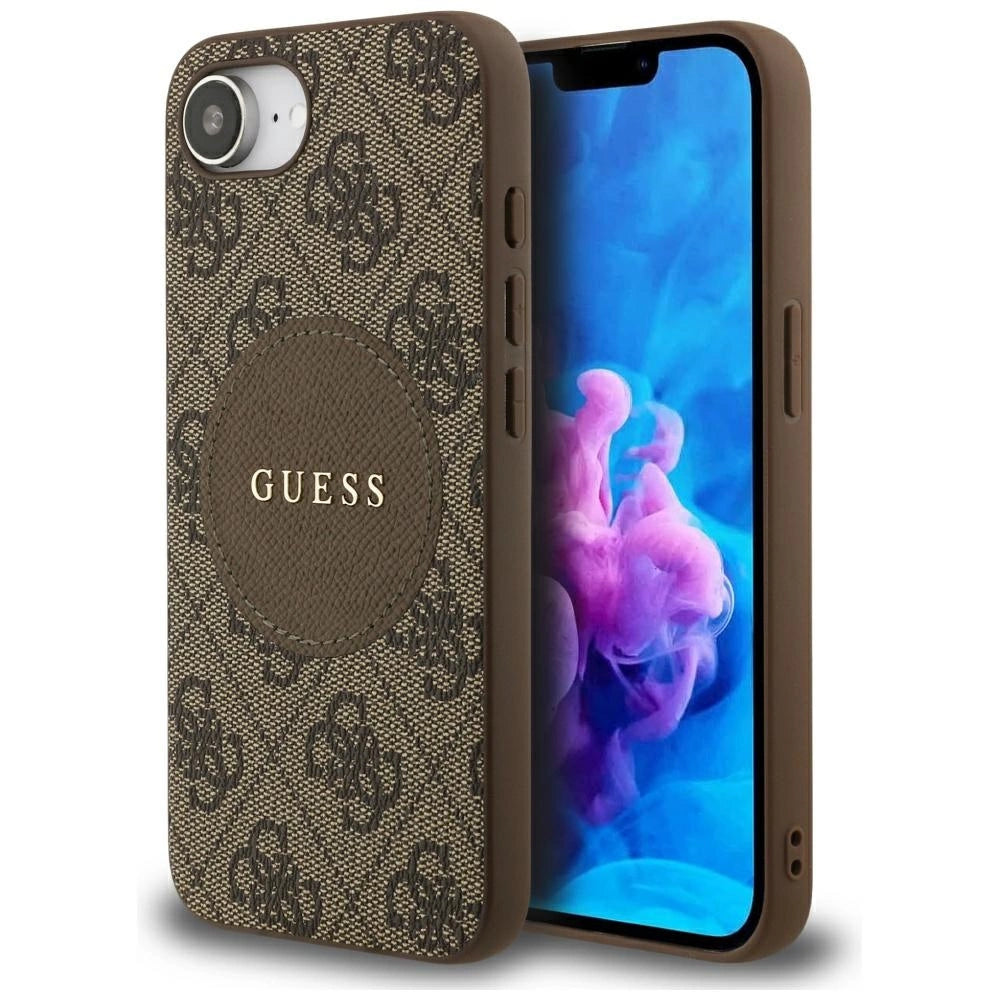 Guess 4G Circle Classic Logo MagSafe-hylster til iPhone 16e - brun