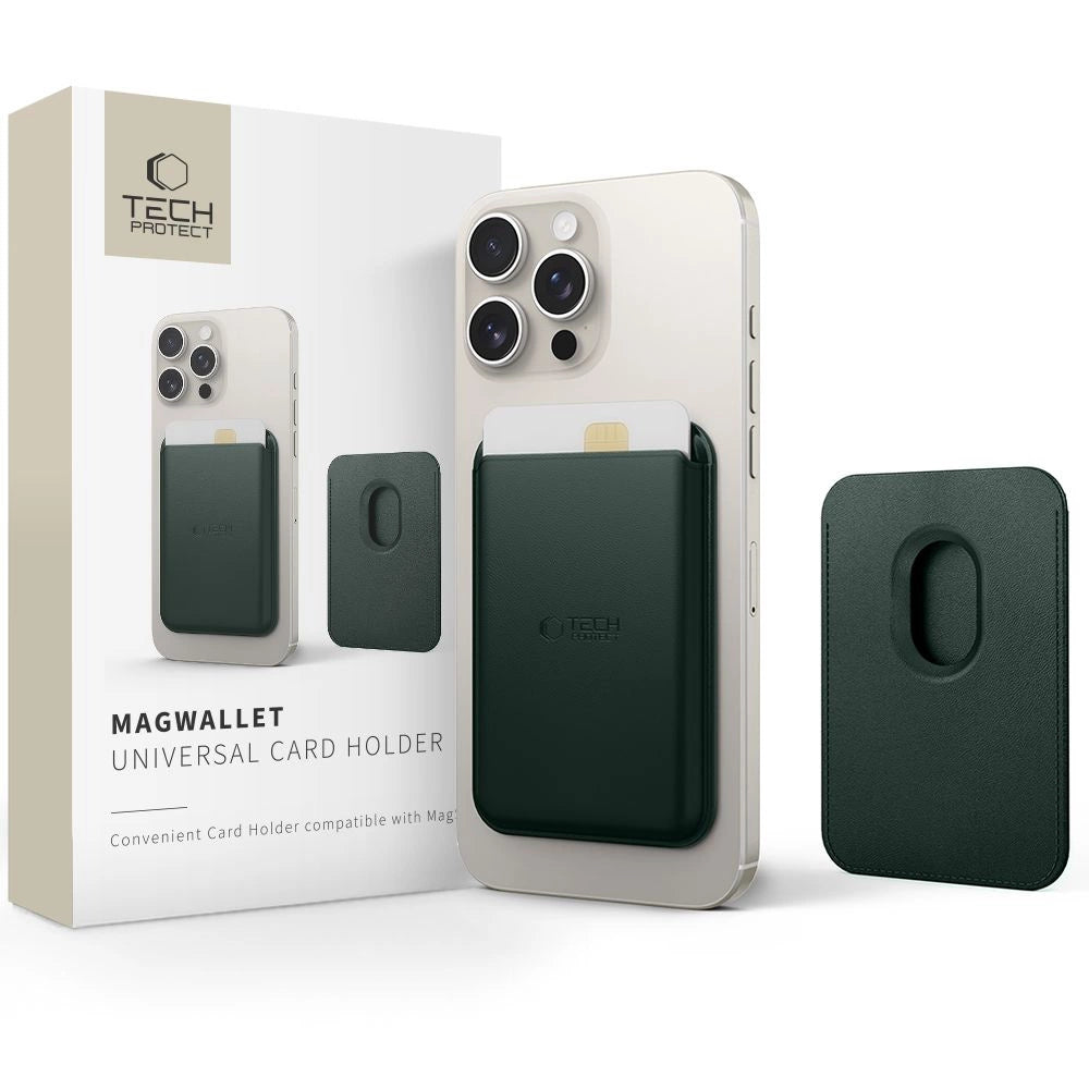 Tech-Protect MagWallet Magsafe Case med universelt magnetkort eller ID-holder - Grøn