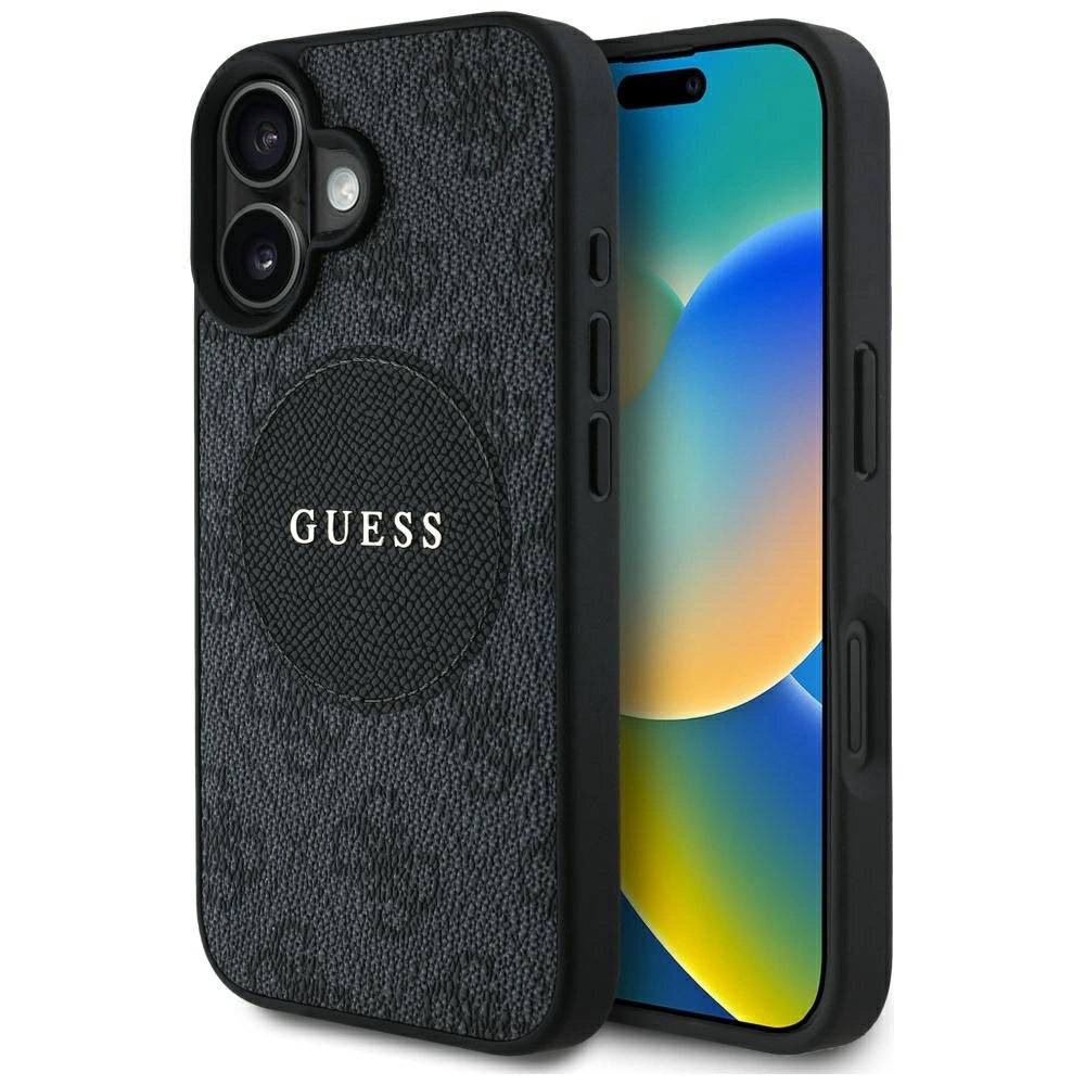 Guess 4G Circle Classic Logo MagSafe-hylster til iPhone 16 - sort