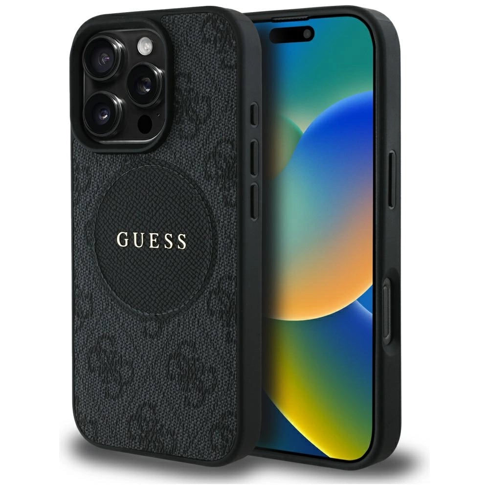 Guess 4G Circle Classic Logo MagSafe-hylster til iPhone 16 Pro - sort