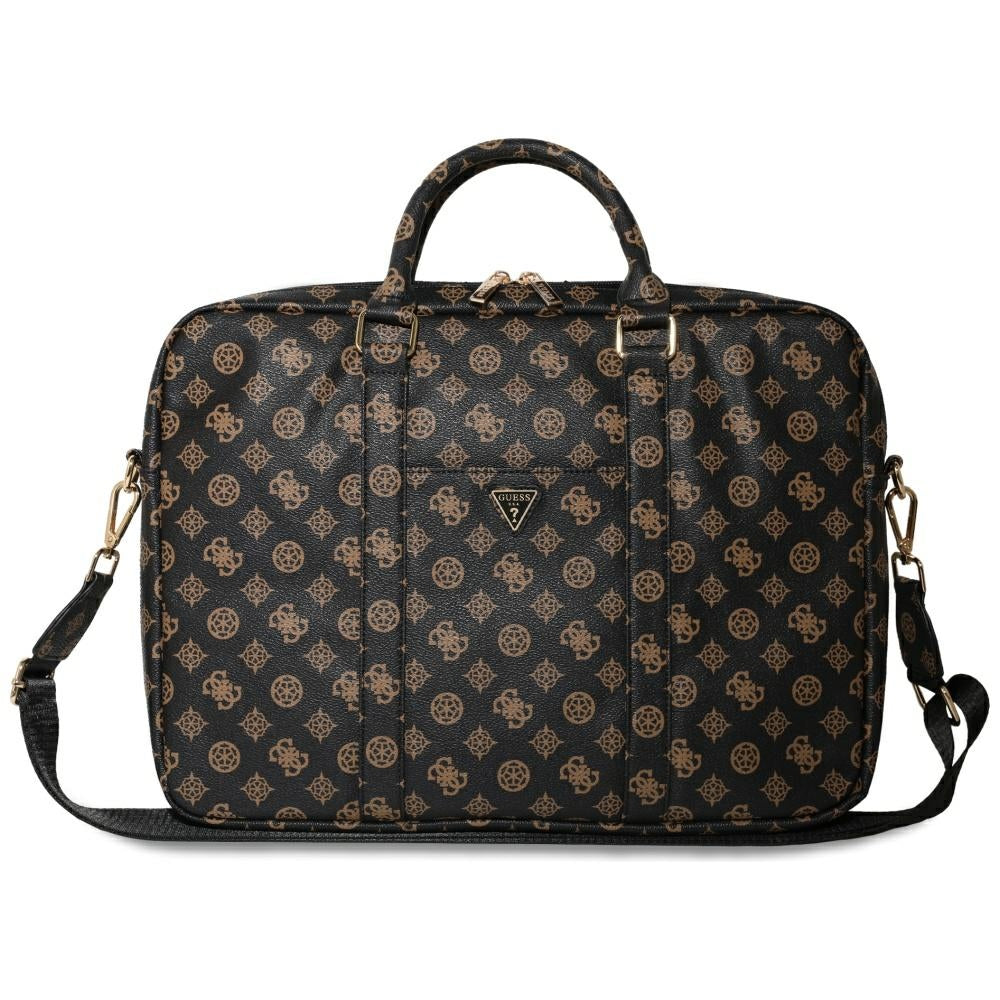 Guess 4G Peony Front lomme Zipper Triangle Logo Laptop Bag 16" - sort