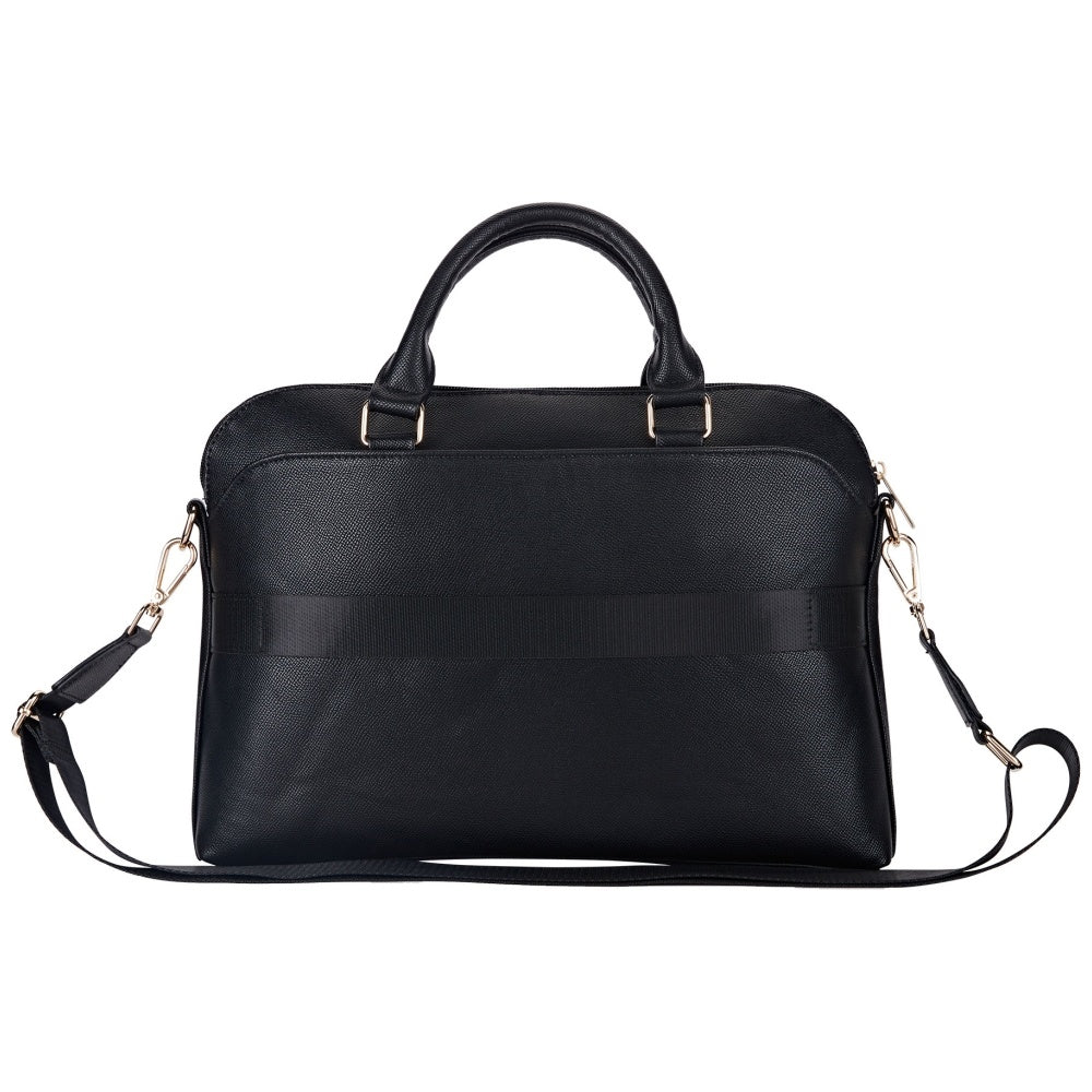 Guess Grained Zipper Pocket Triangle Logo 15" Laptop Bag - sort