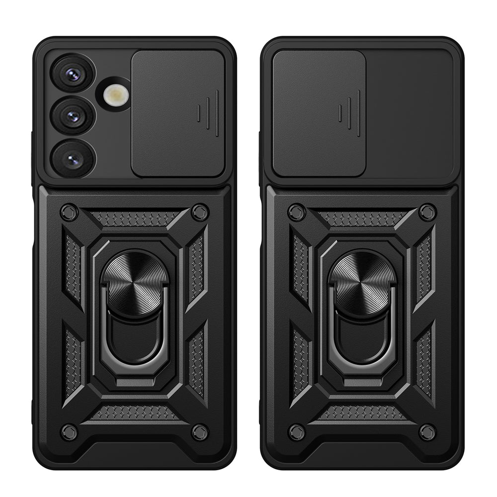Hybrid Armor Camshield Case med Stand og Camera Cover til Realme 14 Pro+ 5G - sort