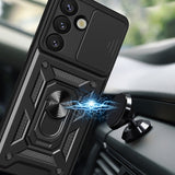 Hybrid Armor Camshield Case med Stand og Camera Cover til Realme GT 7 Pro 5G - sort