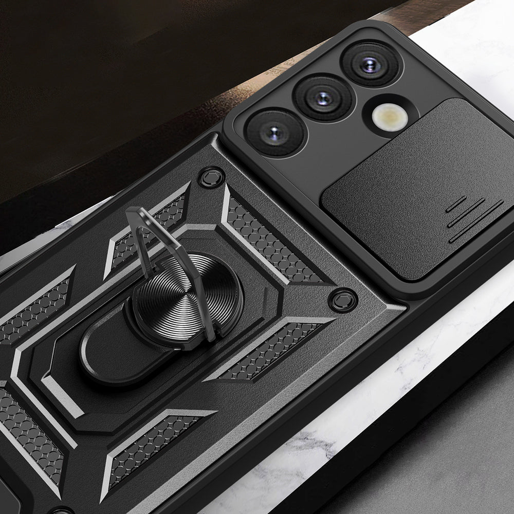 Hybrid Armor Camshield Armored Case med Stand og Camera Cover til Xiaomi 15 5G - Sort