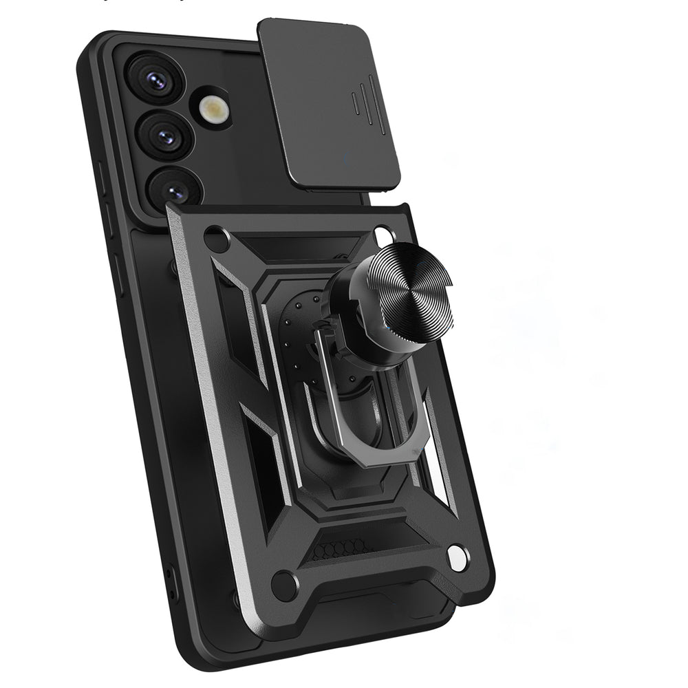 Hybrid Armor Camshield Armored Case med Stand og Camera Cover til Xiaomi 15 5G - Sort