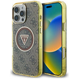 Guess IML Metal Glitter 4G Circle Triangle MagSafe Case for iPhone 16 Pro - Brown