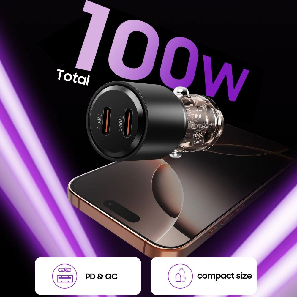 CC03 2-port PD100W biloplader - sort
