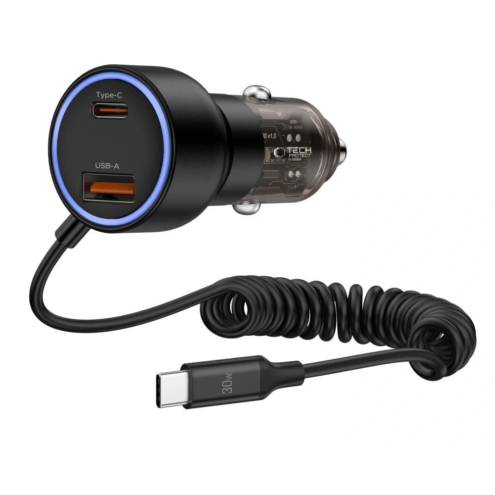 CC05 Biloplader 2-port PD60 W + USB-C-kabel - sort