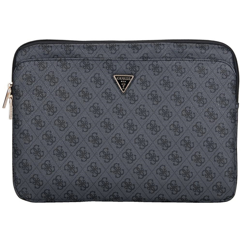 Guess Sleeve 4G Zipper Pocket Triangle Logo 14" Laptop Bag - sort