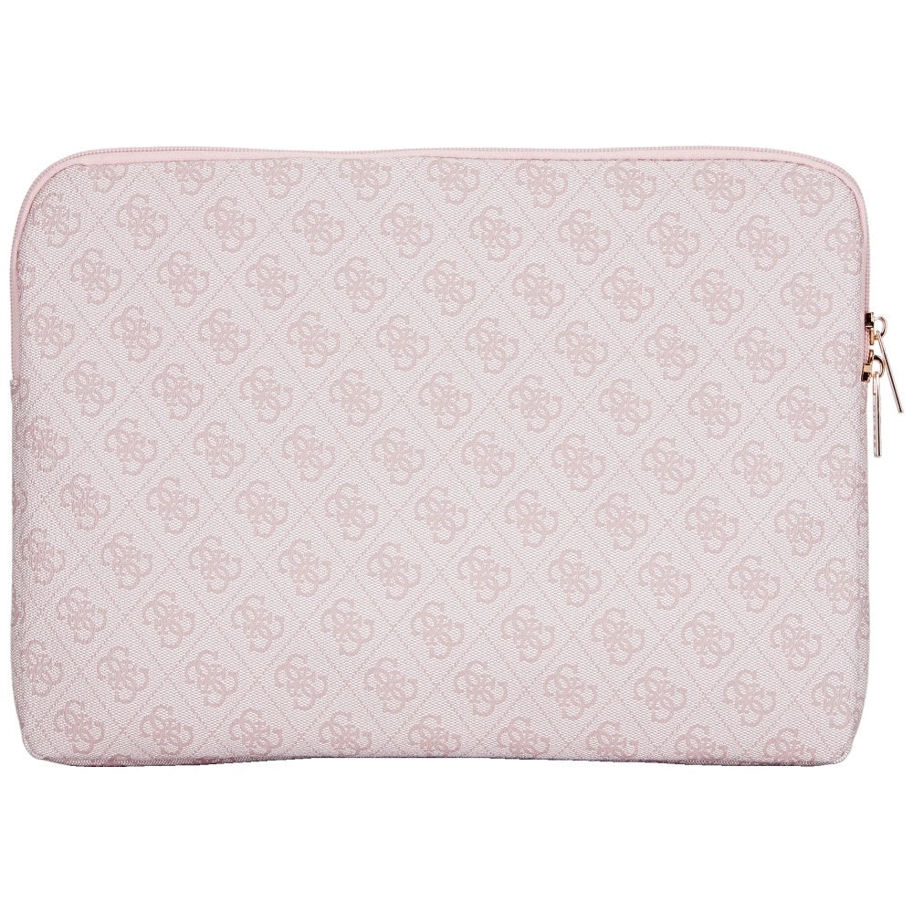 Guess Sleeve 4G Zipper Pocket Triangle Logo 14" Laptop Bag - Pink