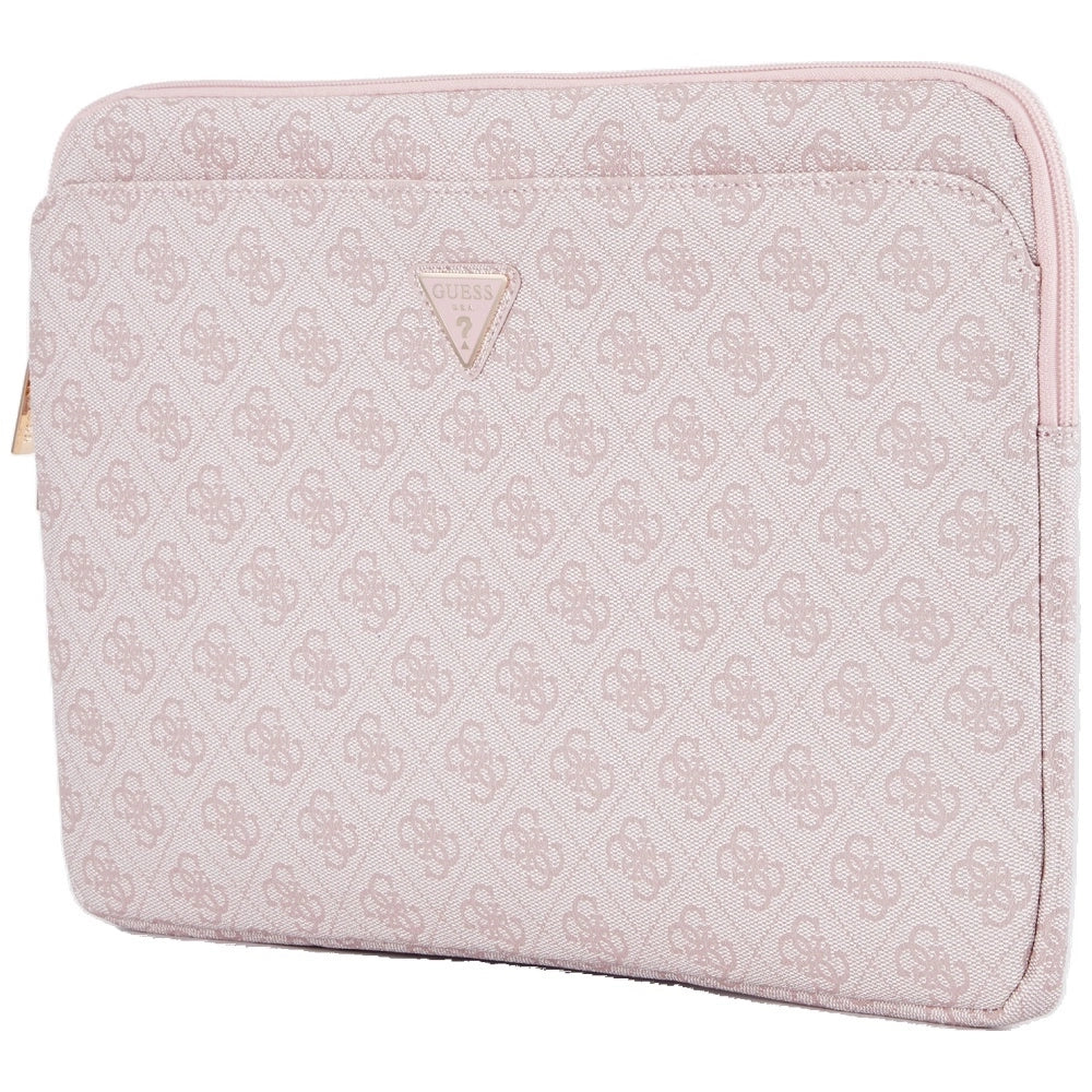 Guess Sleeve 4G Zipper Pocket Triangle Logo 14" Laptop Bag - Pink