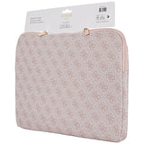 Guess Sleeve 4G Zipper Pocket Triangle Logo 14" Laptop Bag - Pink