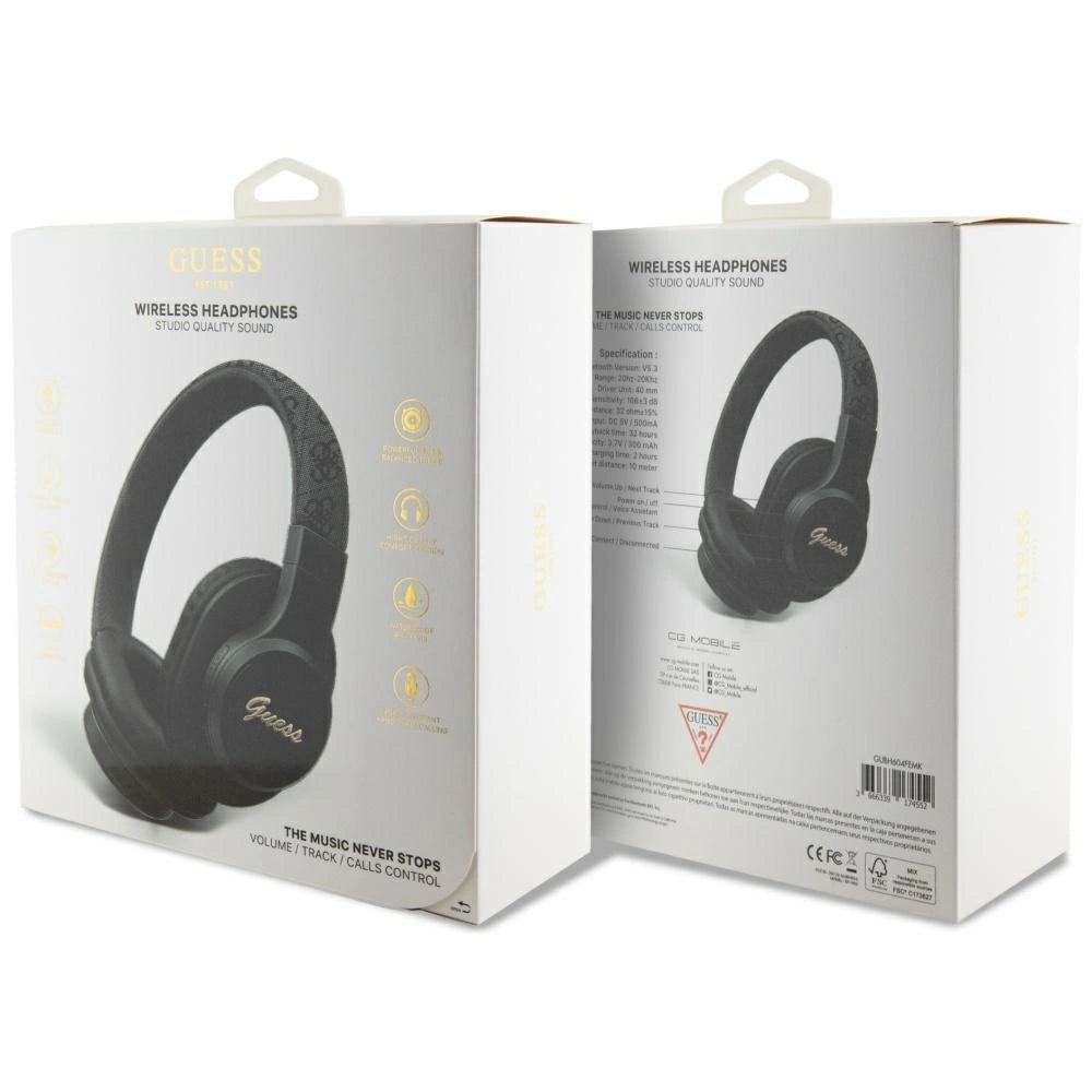 Guess Leather Tone On Tone Script Bluetooth 4G Over-Ear Headphones - sort