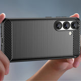 Carbon Case Fleksibel Silikon til Samsung Galaxy M06 5G - sort
