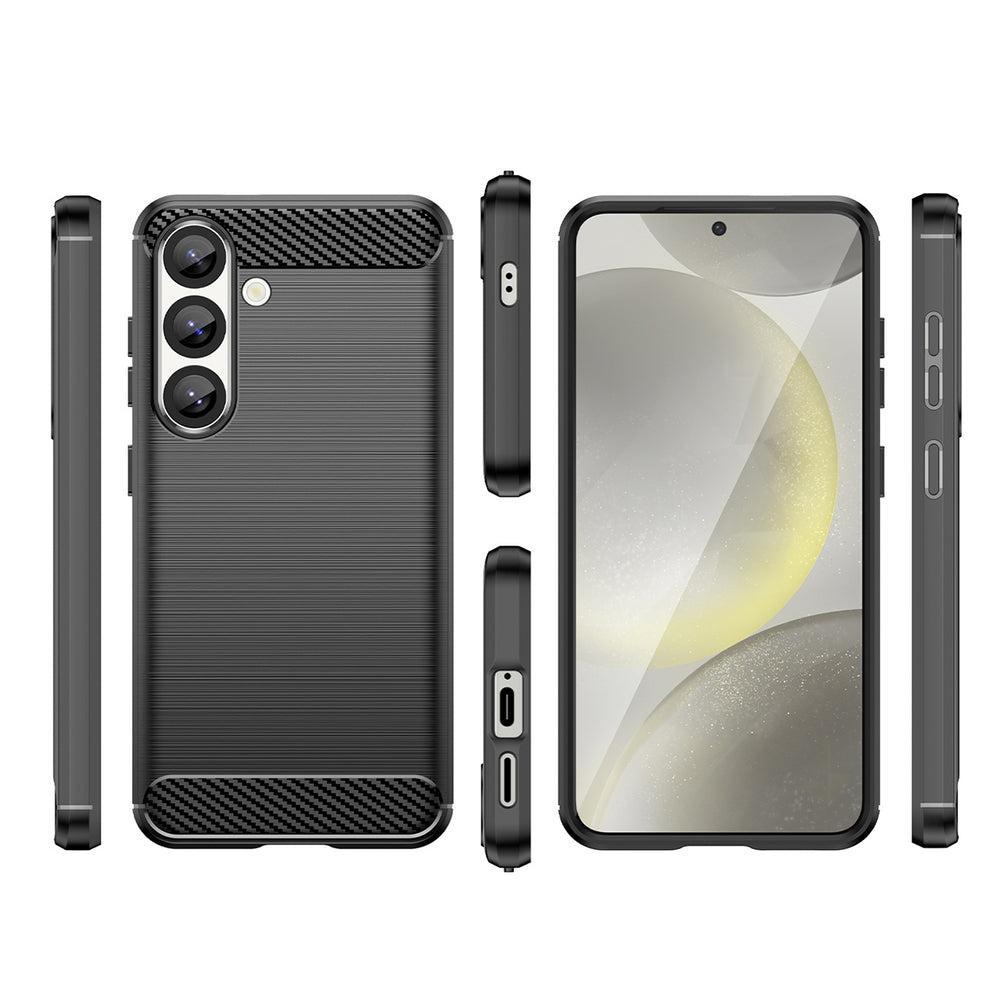 Carbon Case Flexible Silicone til Samsung Galaxy XCover 7 Pro - sort