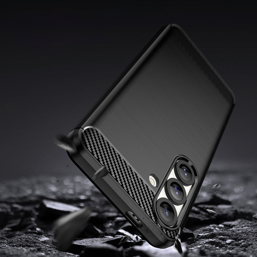 Carbon Case Flexible Silicone til Samsung Galaxy XCover 7 Pro - sort