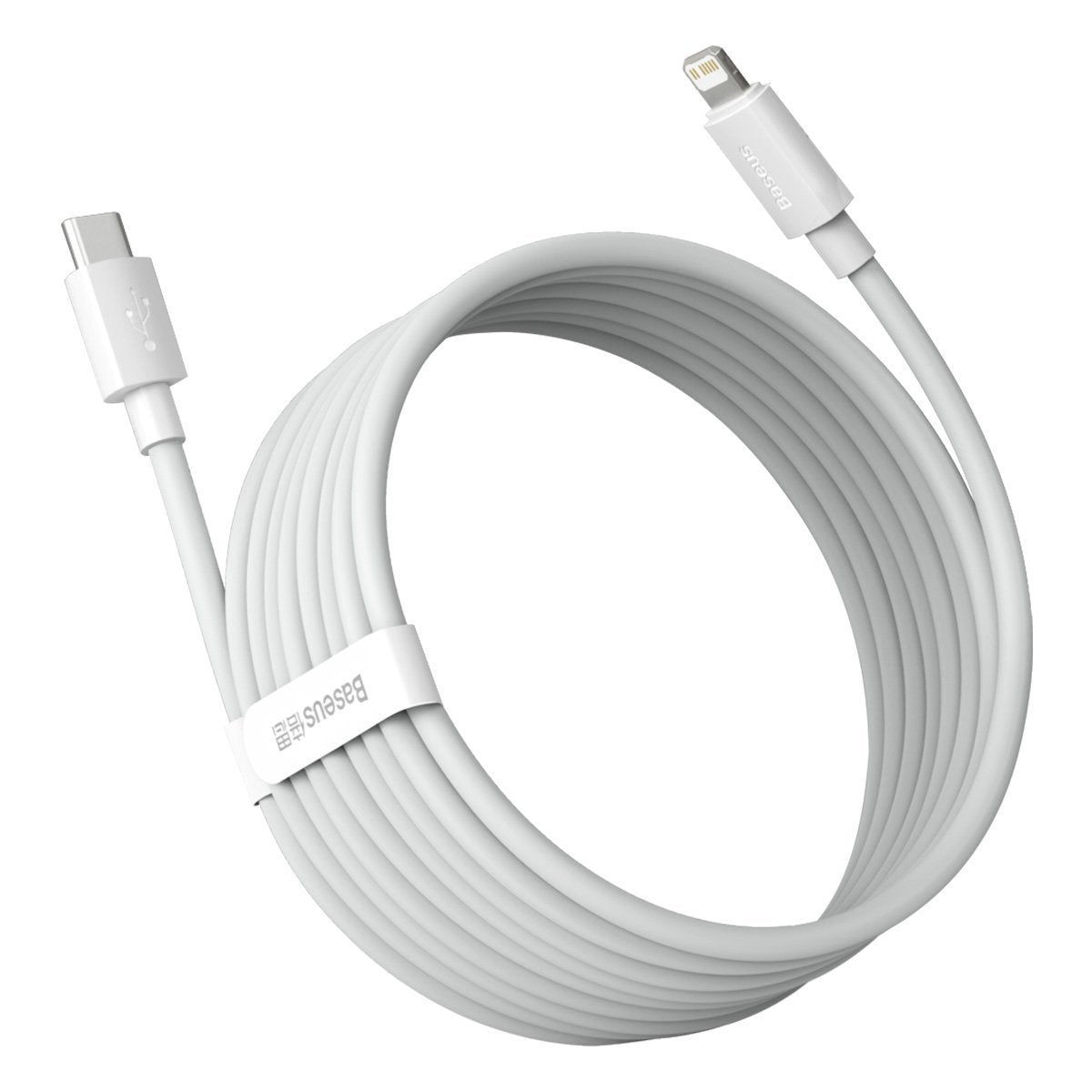 Baseus Simple Wisdom Data Cable Kit USB-C til Lightning PD 20W (2PCS/Set) 1,5m Hvid