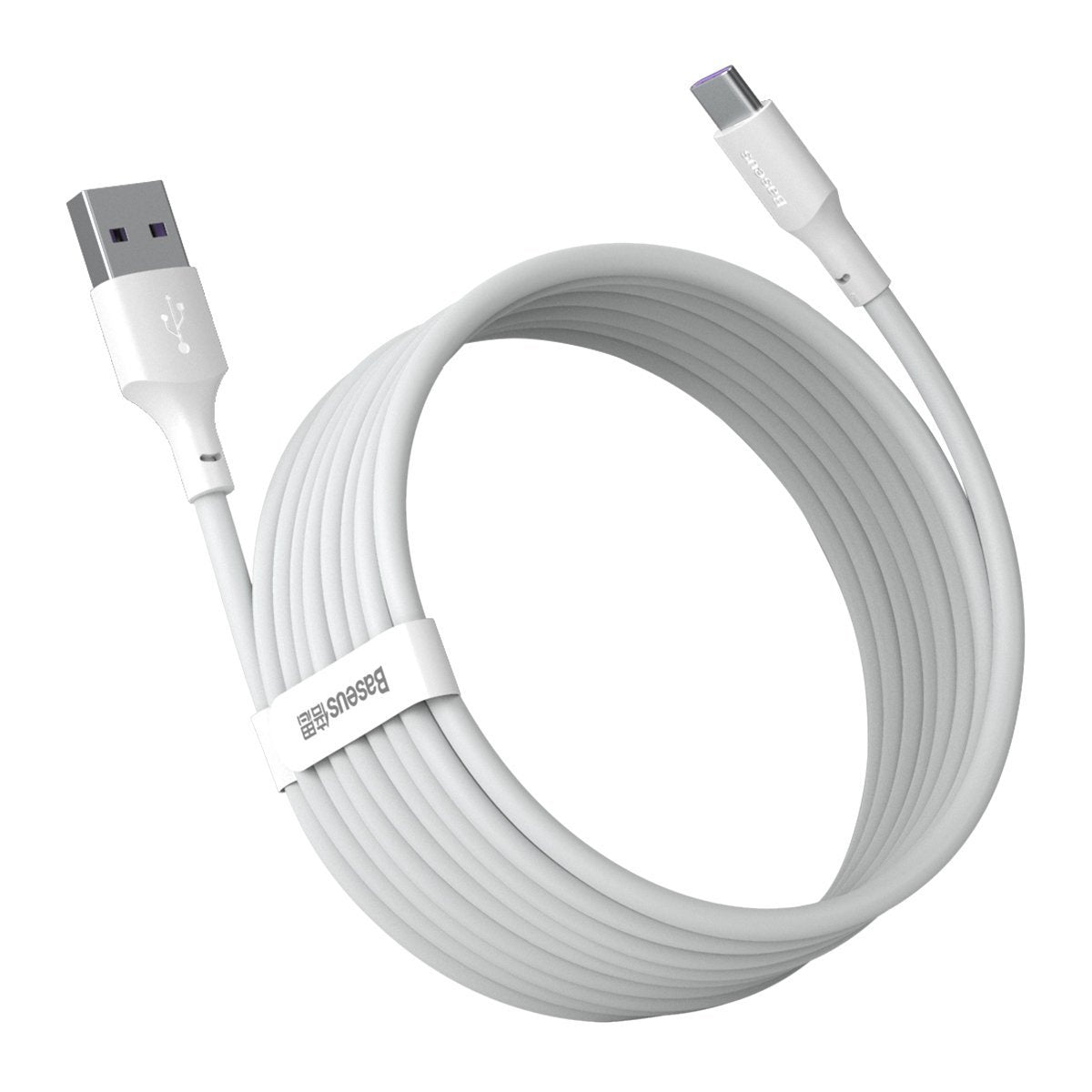 Baseus Simple Wisdom Data Cable Kit USB til Type-C 5A (2PCS/Set) 1,5m Hvid